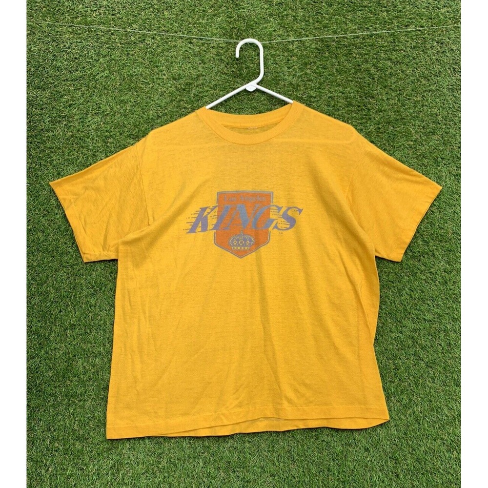 Vintage Los Angeles Lakers Shirt Mens Large Single Stitch Yellow USA Logo 7 90s